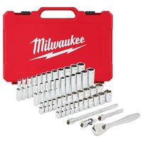 Milwaukee 1/4 in. Drive SAE/Metric Ratchet and Socket Mechanics Tool Set (50-Piece) 48-22-9004