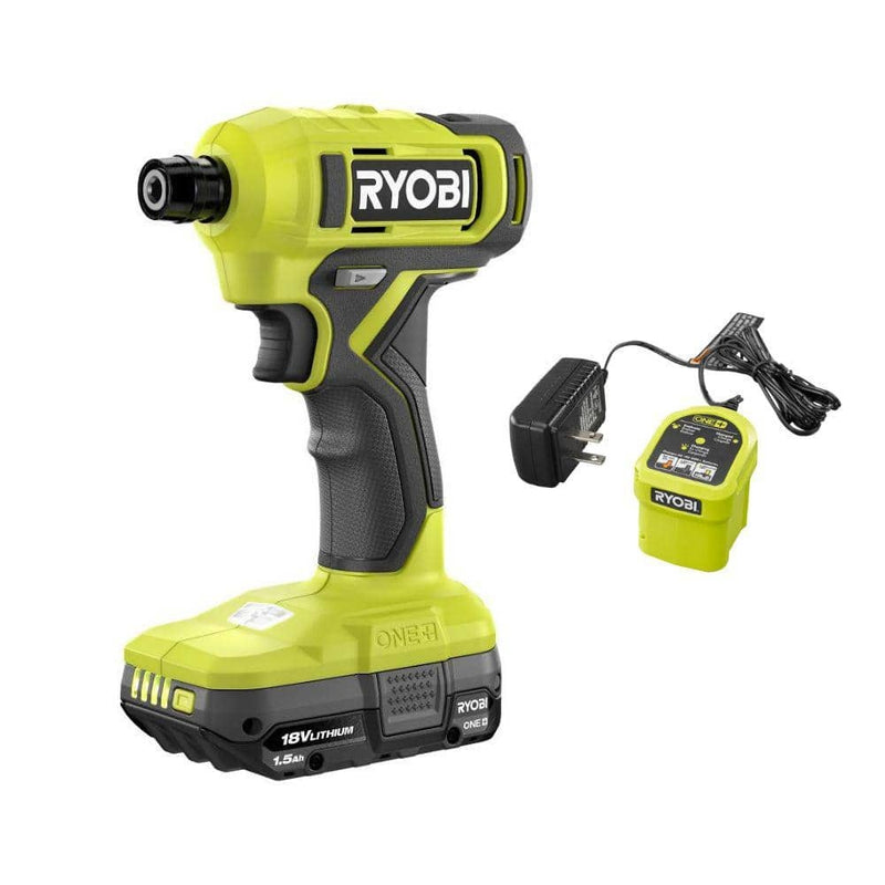 RYOBI ONE+ 18V Cordless 1/4 in. Hex Screwdriver Kit with 1.5 Ah Battery and Charger PCL212K1