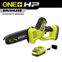 RYOBI ONE+ HP 18V Brushless 8 in. Battery Compact Pruning Mini Chainsaw with 2.0 Ah Battery and Charger PSBCW01K