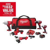 Milwaukee M18 18-Volt Lithium-Ion Cordless Combo Kit (5-Tool) with 2-Batteries, Charger and Tool Bag 2695-25