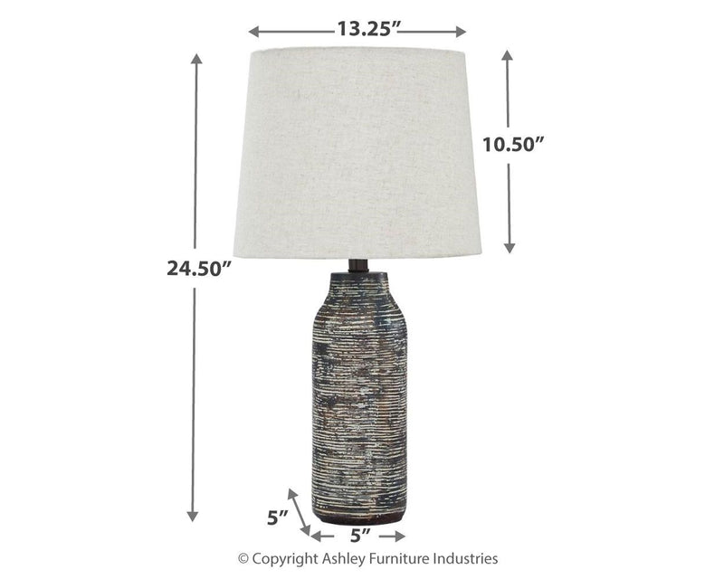 Mahima - Paper Table Lamp (Set of 2) - Black / White
