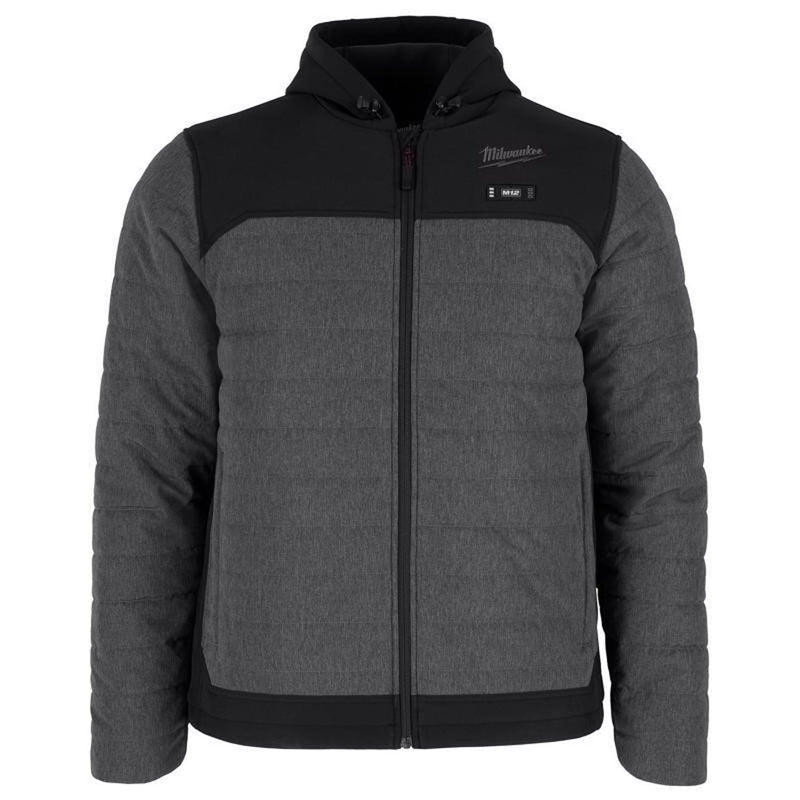 Milwaukee Men's Medium M12 12V Lithium-Ion Cordless AXIS Gray Heated Jacket Kit with (1) 3.0 Ah Battery and Charger M102G-21M