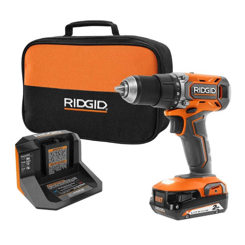 RIDGID 18V Cordless 1/2 in. Drill/Driver Kit with 2.0 Ah Battery and Charger R860010K