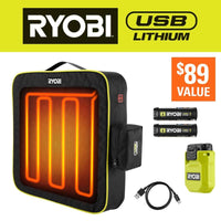 RYOBI USB Lithium Cordless Heated Cushion Kit with (2) 2.0 Ah Batteries and Charging Cable FVT51K