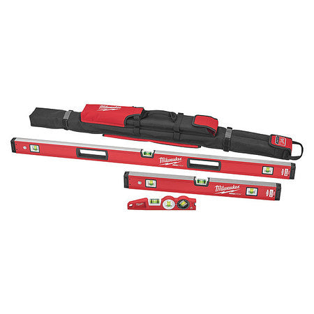 Milwaukee 10 in./24 in./48 in. REDSTICK Box and Torpedo Level Set MLBXC48