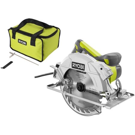 RYOBI 15 Amp Corded 7-1/4 in. Circular Saw with EXACTLINE Laser Alignment System, 24T Carbide Tipped Blade, Edge Guide and Bag CSB144LZK