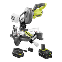 RYOBI 18V ONE+ Cordless 7-1/4 in. Compound Miter Saw with 4.0 Ah Lithium-Ion Battery and 18V Charger P553KN
