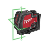 Milwaukee Green 100 ft. Cross Line and Plumb Points Rechargeable Laser Level with REDLITHIUM Lithium-Ion USB Battery and Charger 3522-21