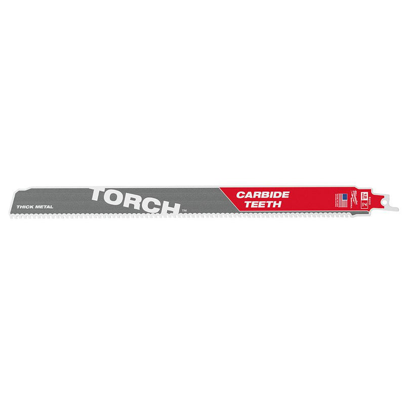 Milwaukee 12 in. 8 TPI TORCH Carbide Teeth Thick Metal Cutting SAWZALL Reciprocating Saw Blade (3-Pack) 48-00-5303