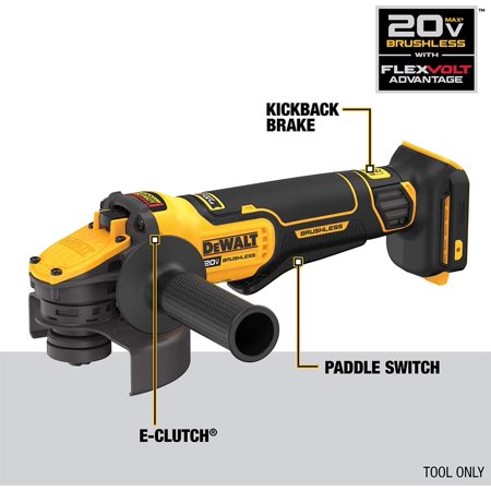 DEWALT 20V MAX Cordless Brushless 4.5 - 5 in. Paddle Switch Angle Grinder with FLEXVOLT ADVANTAGE (Tool Only) DCG416B