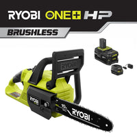 RYOBI ONE+ HP 18V Brushless 10 in. Battery Chainsaw with 4.0 Ah Battery and Charger P2520