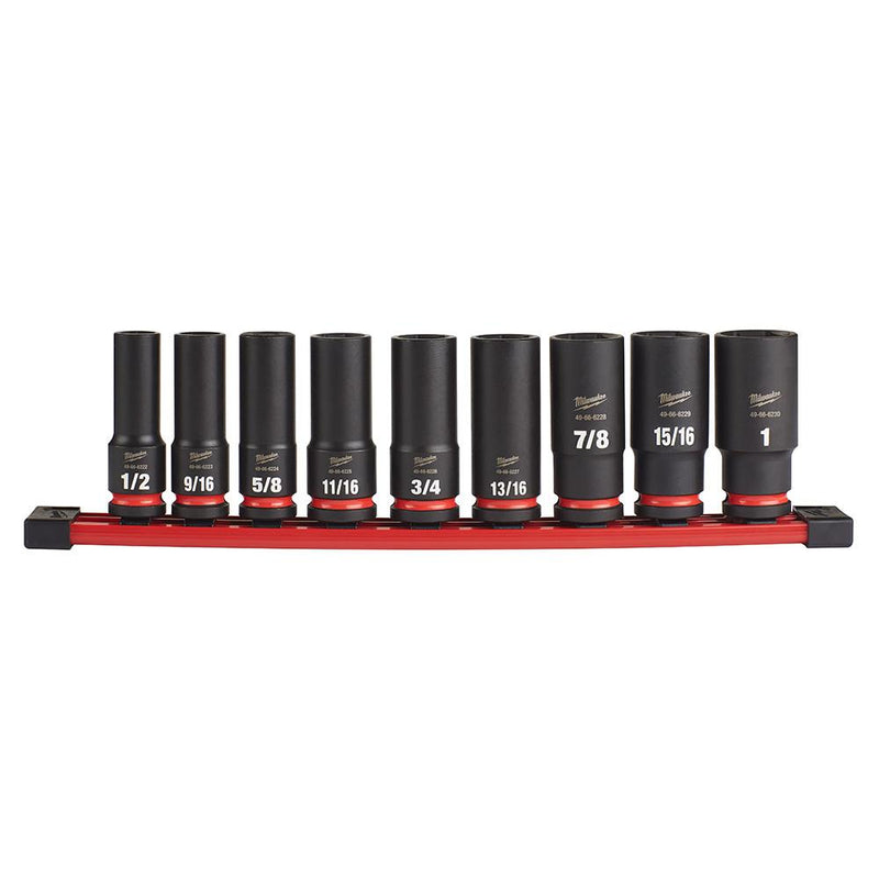 Milwaukee SHOCKWAVE Impact Duty 1/2 in. Drive SAE Deep Well Impact Socket Set (9-Piece) 49-66-7022