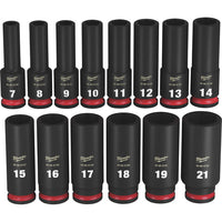 Milwaukee SHOCKWAVE 3/8 in. Drive Metric Deep Well 6 Point Impact Socket Set (14-Piece) 49-66-7008
