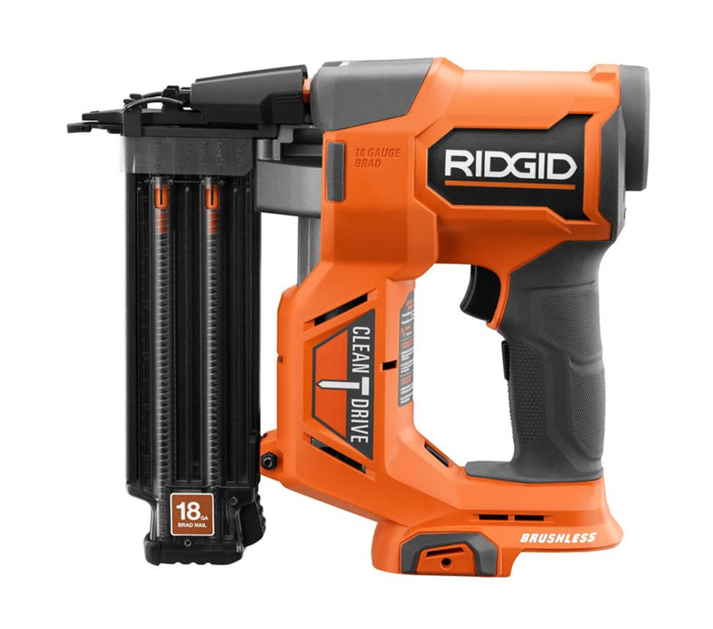 RIDGID 18V Brushless Cordless 18-Gauge 2-1/8 in. Brad Nailer (Tool Only) with CLEAN DRIVE Technology R09891B