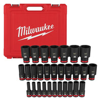 Milwaukee SHOCKWAVE 1/2 in. Drive Metric 6 Point Impact Socket Set (29-Piece) 49-66-7015