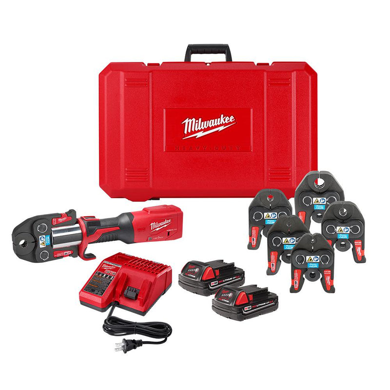 Milwaukee M18 18V Lithium-Ion Brushless Cordless FORCE LOGIC Press Tool Kit with 1/4 in. - 7/8 in. ACR Jaws (6-Jaws Included) 2922-22M
