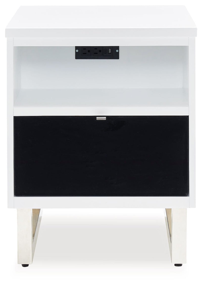 Gardoni - Chair Side End Table - White / Black