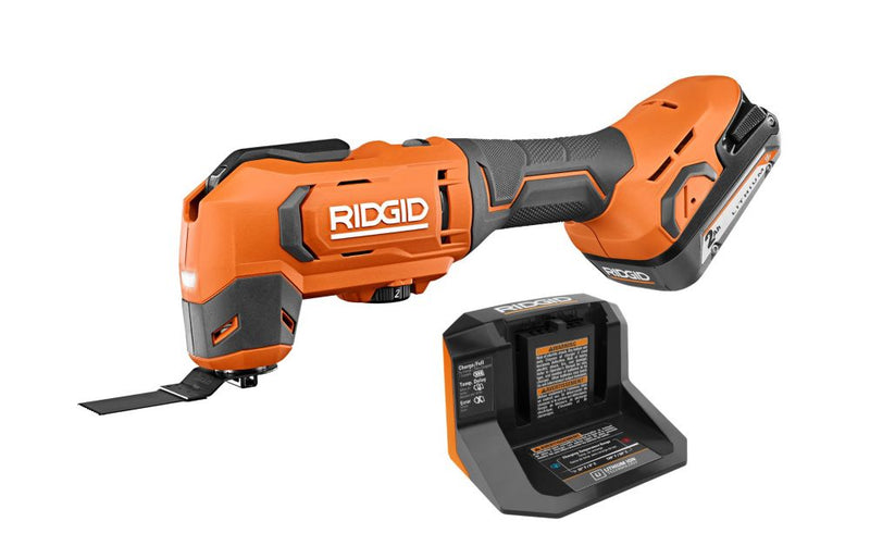 RIDGID 18V Cordless Oscillating Multi-Tool with 2.0 Ah Battery and Charger R86241K
