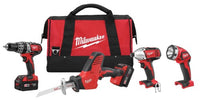 Milwaukee M18 18V Lithium-Ion Cordless Combo Tool Kit (4-Tool) w/(2) 3.0Ah Batteries, (1) Charger, (1) Tool Bag 2695-24