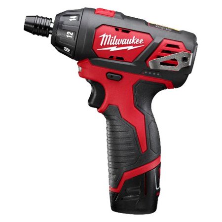 Milwaukee M12 12V Lithium-Ion Cordless 1/4 in. Hex Screwdriver Kit with Two 1.5Ah Batteries, Charger and Tool Bag 2401-22