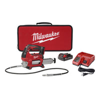 Milwaukee M18 18V Lithium-Ion Cordless Grease Gun 2-Speed with (1) 1.5Ah Batteries, Charger, Tool Bag 2646-21CT