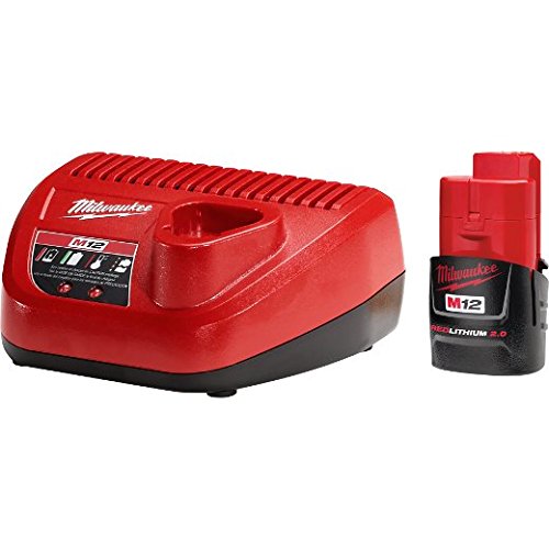 Milwaukee M12 12-Volt Lithium-Ion Compact Battery Pack 2.0Ah and Charger Starter Kit 48-59-2420