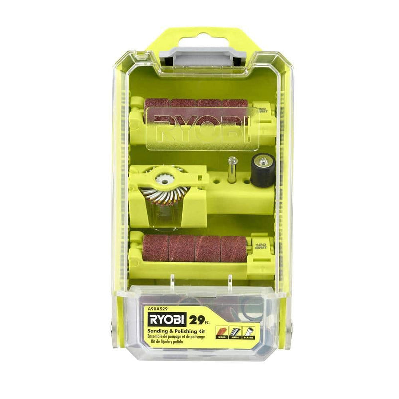 RYOBI Rotary Tool 29-Piece Sanding and Polishing Kit (For Wood, Metal and Plastic) A90AS29