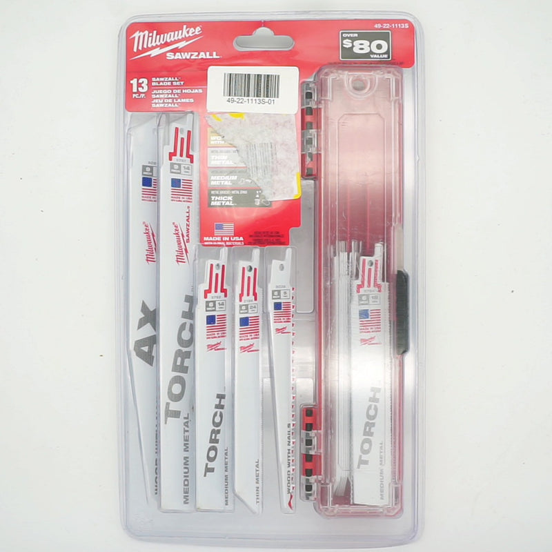 Milwaukee SAWZALL Demolition Nail-Embedded Wood and Metal Cutting Bi-Metal Reciprocating Saw Blade Set (25-Piece) 49-22-1113S