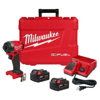 Milwaukee M18 FUEL 18V Lithium-Ion Brushless Cordless 1/4 in. Hex Impact Driver Kit with Two 5.0Ah Batteries Charger Hard Case 2953-22