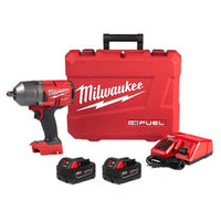 Milwaukee M18 FUEL 18V Lithium-Ion Brushless Cordless 1/2 in. High-Torque Impact Wrench with Pin Detent Kit, Resistant Batteries 2766-22R