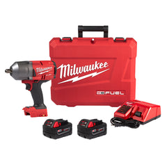 Milwaukee M18 FUEL 18V Lithium-Ion Brushless Cordless 1/2 in. High-Torque Impact Wrench with Pin Detent Kit, Resistant Batteries 2766-22R