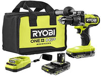 Ryobi PBLHM101K2 ONE+ HP 18V Brushless Cordless 1/2 in. Hammer Drill Kit with (1) 4.0 Ah High Performance Battery, Charger, and Tool Bag