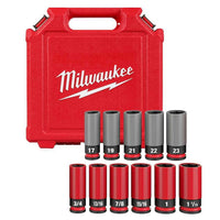 Milwaukee SHOCKWAVE Impact-Duty 1/2 in. Drive Deep SAE & Metric Lug Nut Impact Socket Set (11-Piece) 49-66-7833