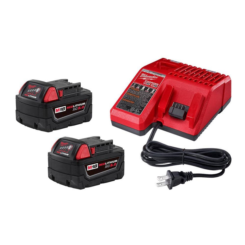 Milwaukee M18 18V Lithium-Ion REDLITHIUM FORGE 8.0 Ah Battery Pack with M18 18V Dual Bay Simultaneous Super Charger 48-59-1881SC