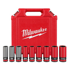 Milwaukee SHOCKWAVE Impact-Duty 1/2 in. Drive Deep SAE & Metric Lug Nut Impact Socket Set (9-Piece) 49-66-7832