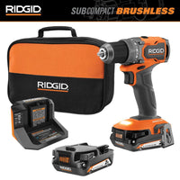 RIDGID 18V SubCompact Brushless Cordless 1/2 in. Drill/Driver Kit with (2) 2.0 Ah Batteries, Charger, and Tool Bag R87012K