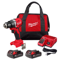 Milwaukee M18 18V Lithium-Ion Brushless Cordless 1/2 in. Compact Drill/Driver Kit with Two 2.0 Ah Batteries, Charger and Case 3601-22CT