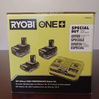 RYOBI ONE+ HP 18V (2) 4.0 Ah HIGH PERFORMANCE Batteries, 2.0 Ah HIGH PERFORMANCE Battery, and Dual-Port Charger Starter Kit PSK023