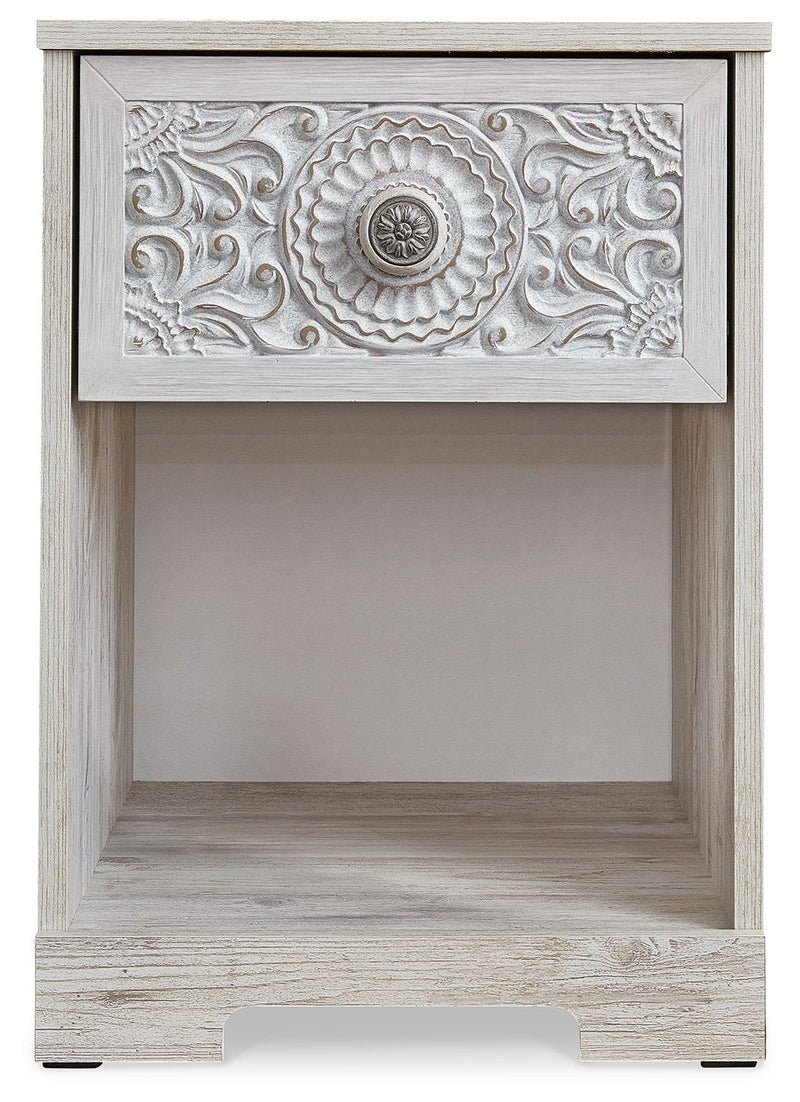 Paxberry - One Drawer Night Stand - Open Cubby - Whitewash