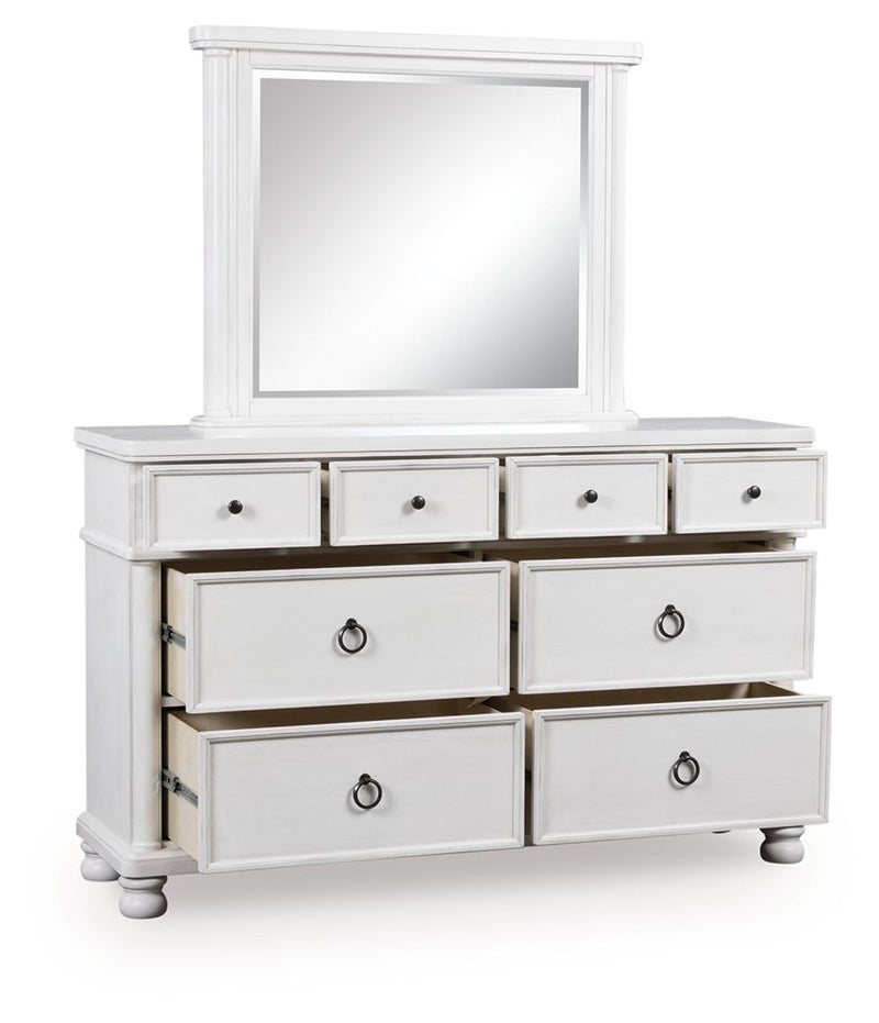Rowlenstown - 3 Pc. - Queen Poster Bed, Dresser And Mirror - Antique White