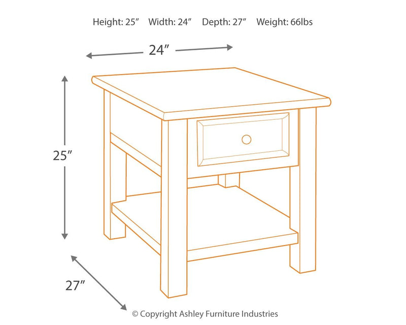 Tyler Creek - Rectangular End Table - Grayish Brown / Black