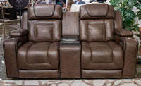 Mestrino - Power Recline Loveseat/Fridge Cooler - Hickory